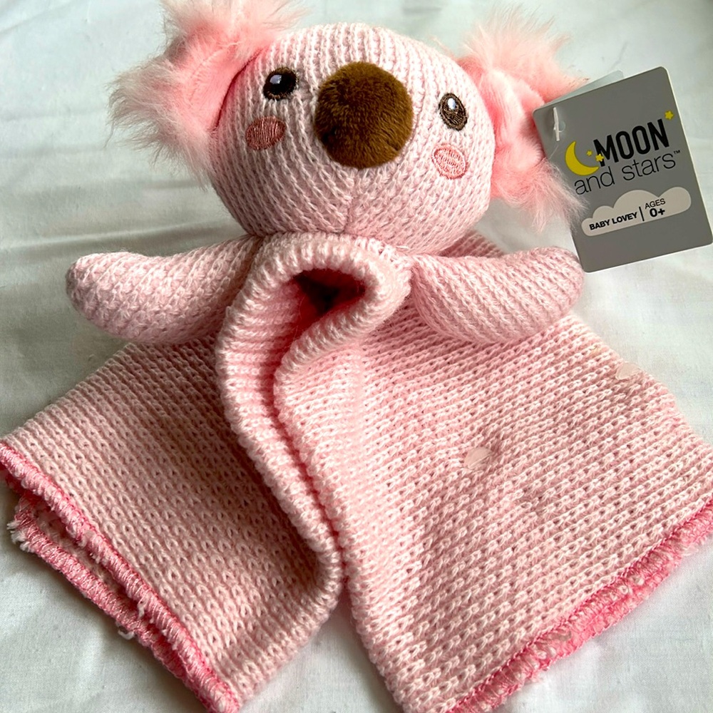 Moon and stars pink koala 🐨 sweater knit baby lovely plushie and blanket